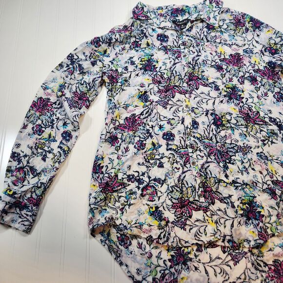 Relativity Medium Long Sleeve Button Up Medium Floral Blouse - Picture 2 of 10